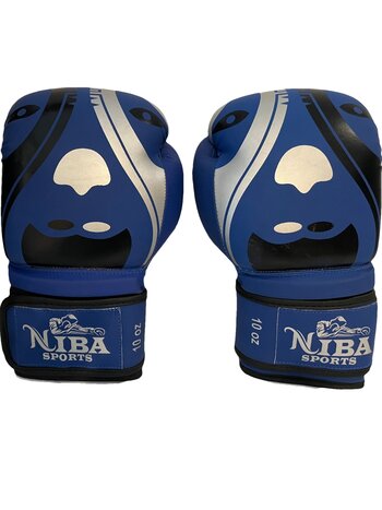 Torque Niba Sports Face Bokshandschoenen Mat Blauw Zwart Zilver 10 OZ