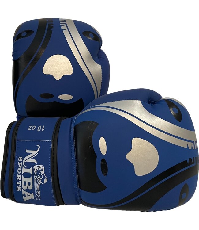 PunchR Face Boxhandschuhe Mattblau Schwarz Silber