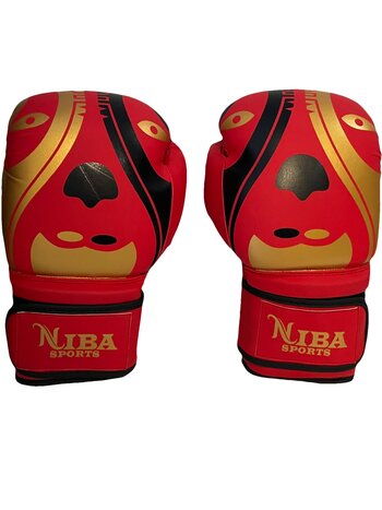 Torque Niba Sports Face Bokshandschoenen Mat Rood Zwart Goud 10 OZ