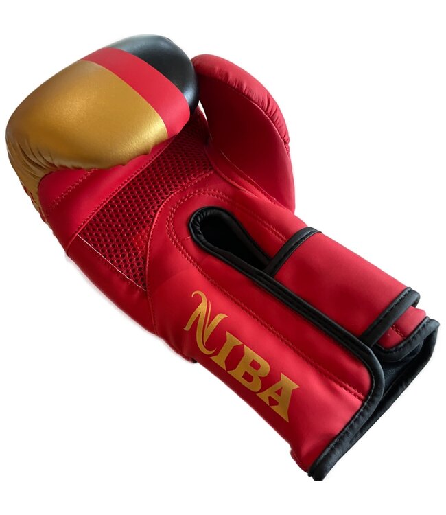 Niba Sports Face Bokshandschoenen Rood Zwart Goud