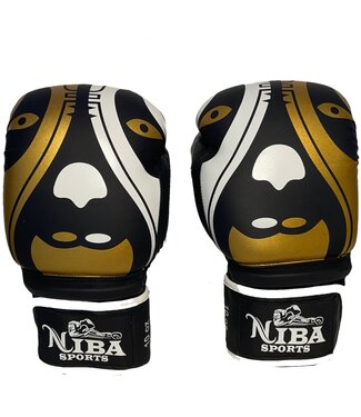 PunchR™ Face Boxing Gloves Black Gold White