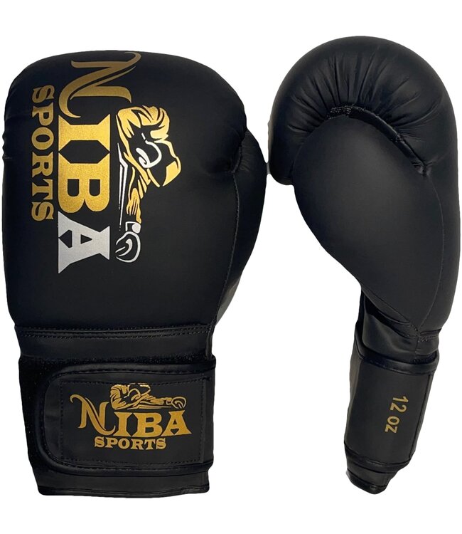 Niba Sports Boxhandschuhe Schwarz Gold 12 OZ