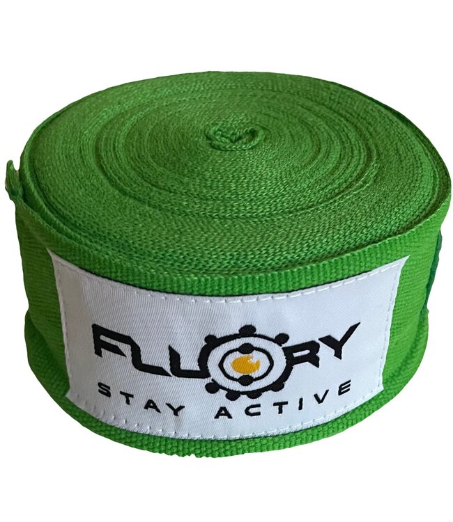 Fluory Boksbandages Hand Wraps Groen 500 cm per Paar