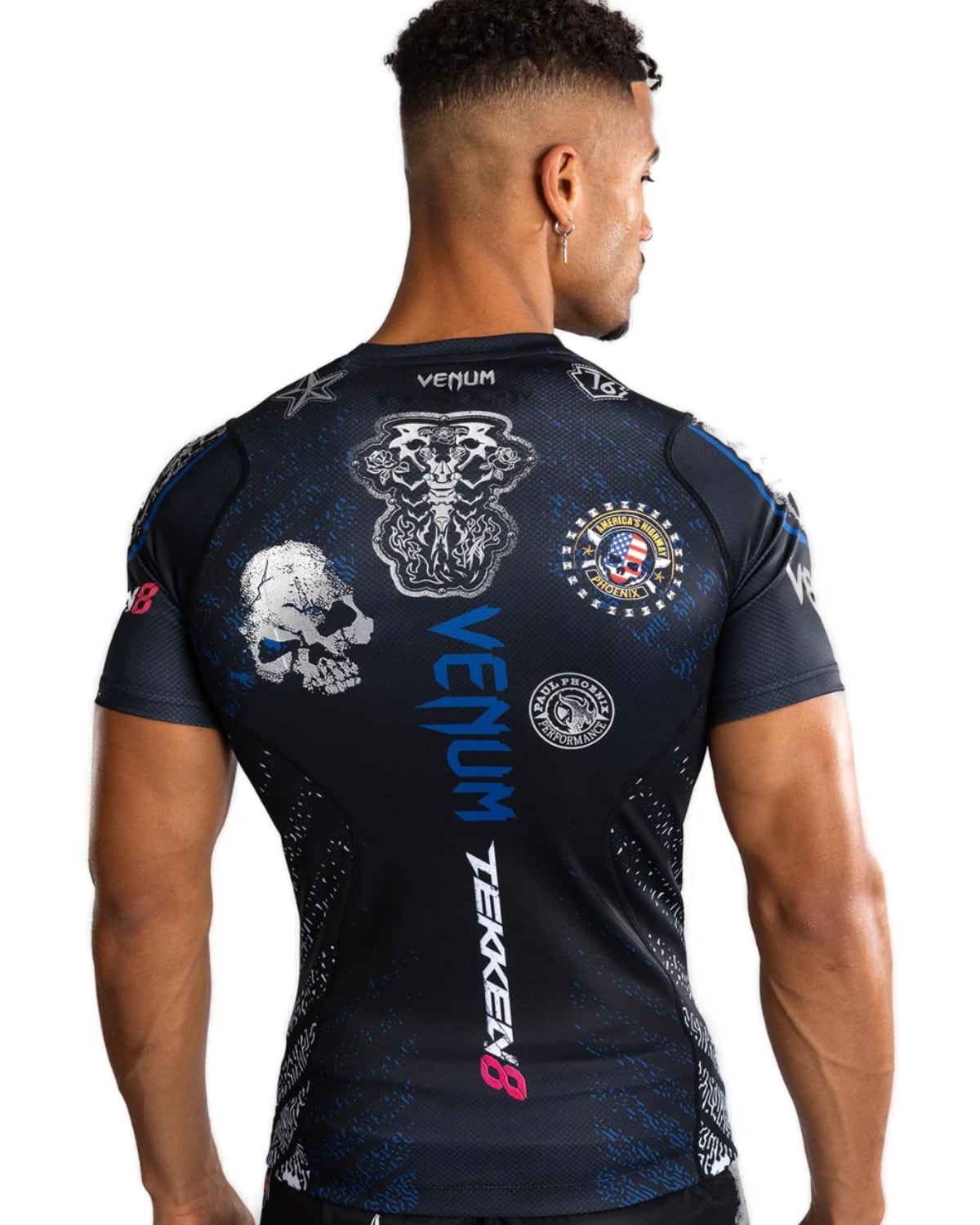 Venum x Tekken 8 Paul Phoenix Rashguard Black Blue - Fightwear