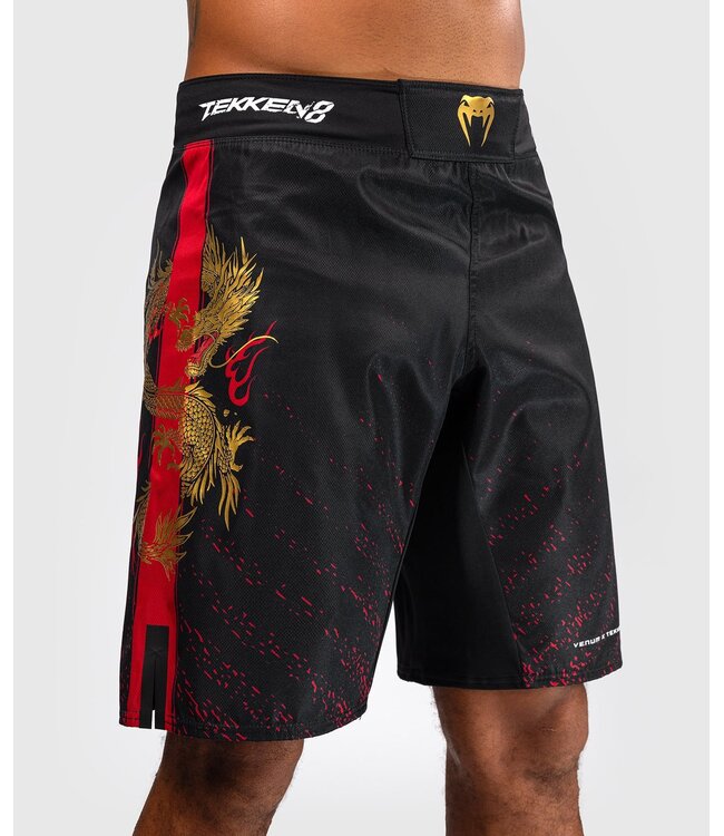 Venum x Tekken 8 Marshall Law Fightshorts Zwart Rood Goud