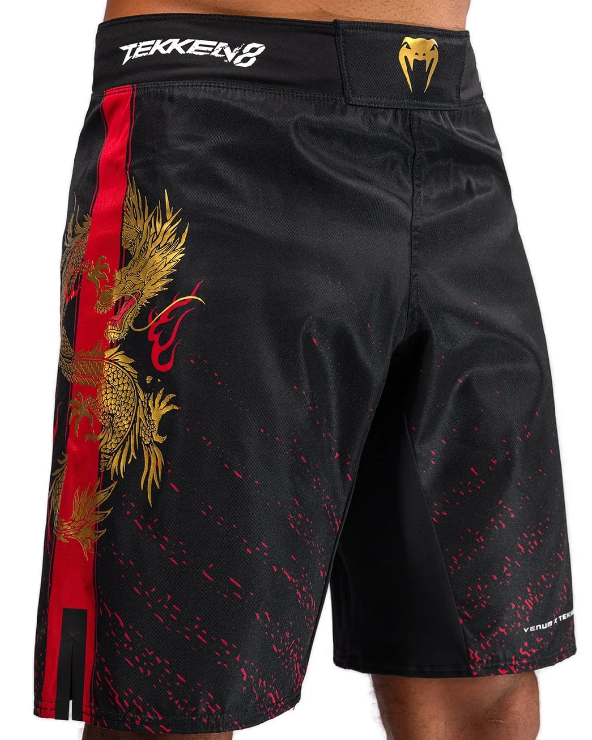 Venum x Tekken 8 Marshall Law Fightshorts Black Red Gold 