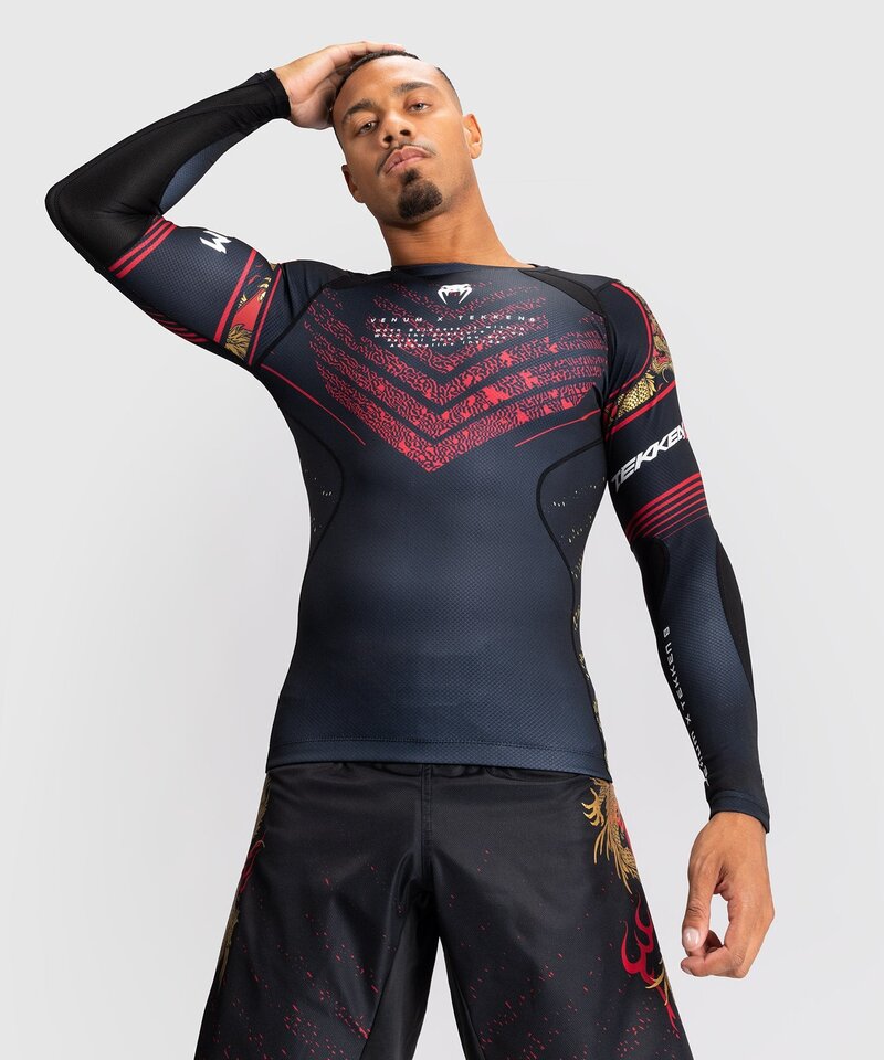 Venum Venum x Tekken 8 Marshall Law Rashguard L/A Schwarz Rot Gold