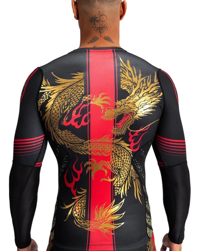 Venum Venum x Tekken 8 Marshall Law Rashguard L/A Schwarz Rot Gold