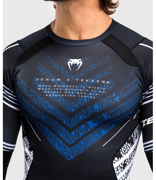 Venum x Tekken 8 Jin Kazama Rashguard Blauw Zwart Wit