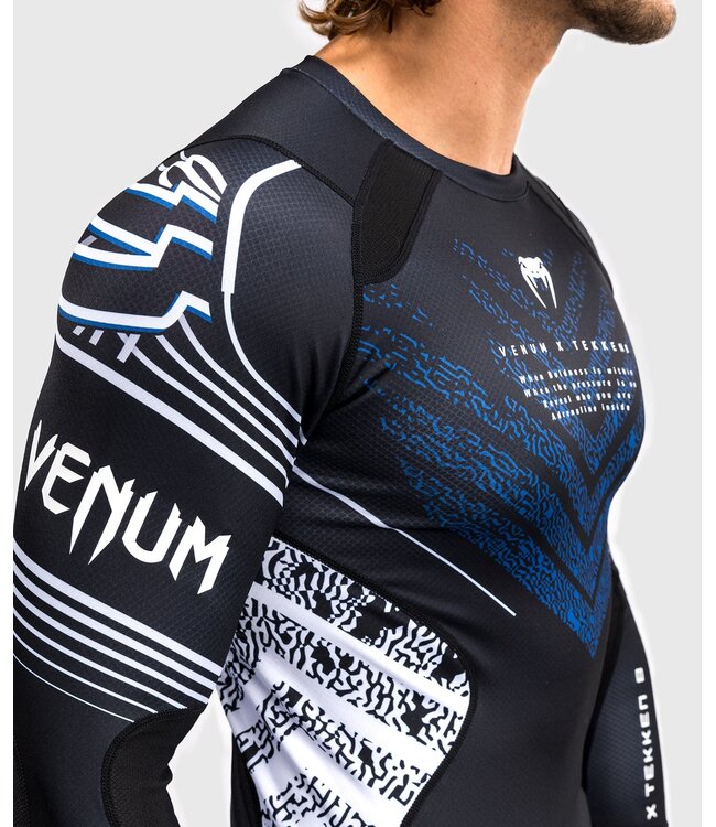 Venum x Tekken 8 Jin Kazama Rashguard Blau Schwarz Weiß