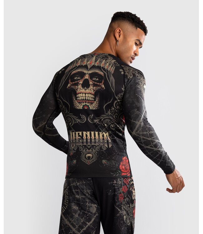 Venum Santa Muerte 5.0 L/S Rashguard Deep Black Gold