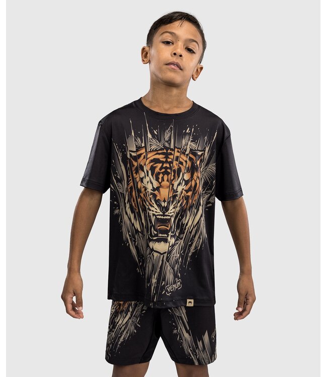 Venum Tiger Kids Dry Tech T-Shirt Zwart Neon Oranje