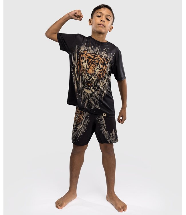 Venum Tiger Kinder Dry Tech T-Shirt Schwarz Neonorange