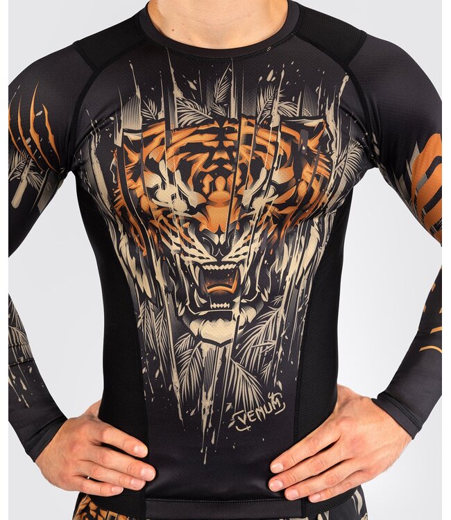 Venum Venum Tiger Rashguard L/S Zwart Neon Oranje