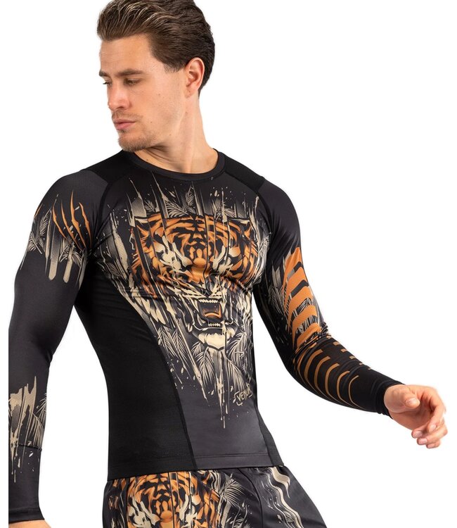 Venum Venum Tiger Rashguard L/S Zwart Neon Oranje