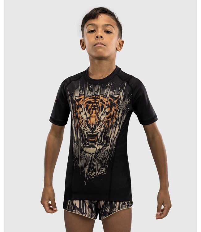 Venum Tiger Rashguard Kids Zwart Neon Oranje