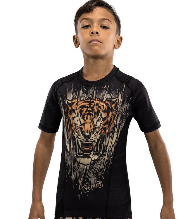 Venum Venum Tiger Rash Guard Kinder Schwarz Neon Orange