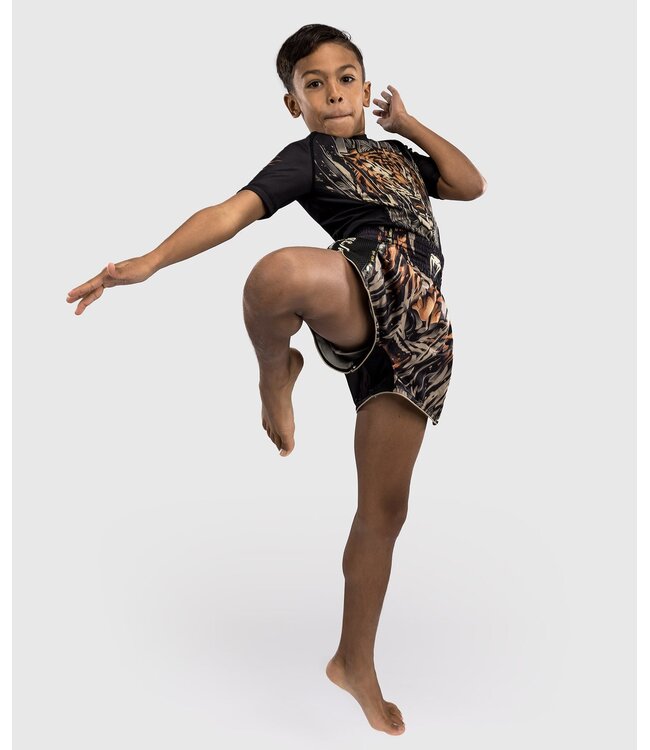 Venum Tiger Muay Thai Shorts Kids Black Neon Orange