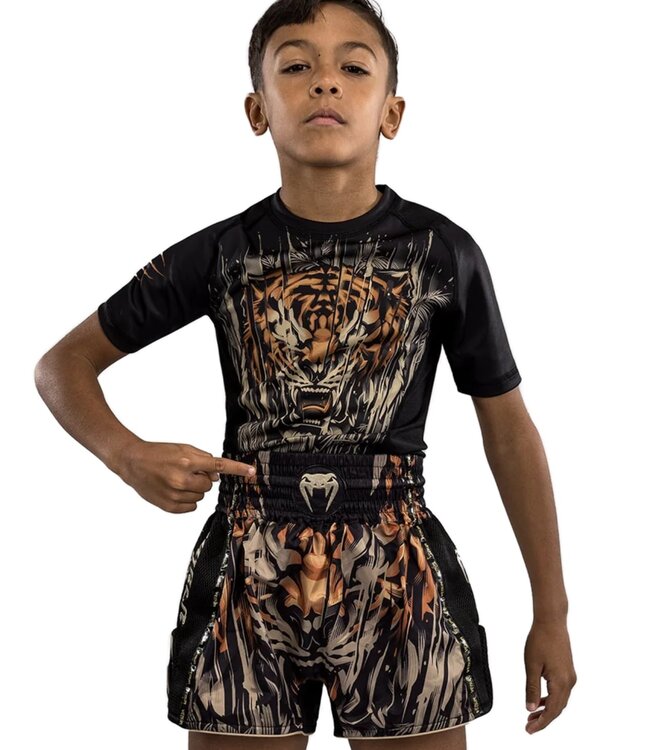 Venum Tiger Muay Thai Shorts Kids Zwart Neon Oranje