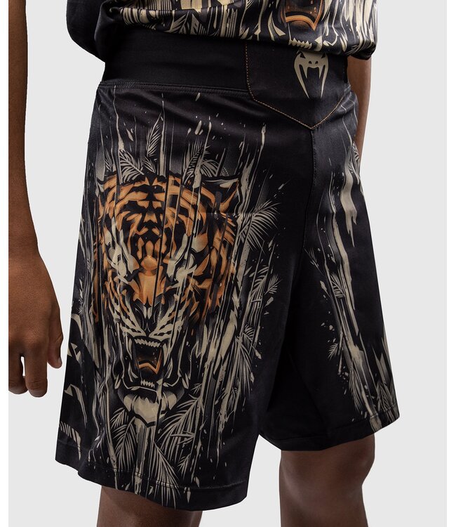 Venum Tiger Kids Fight Shorts Black Neon Orange