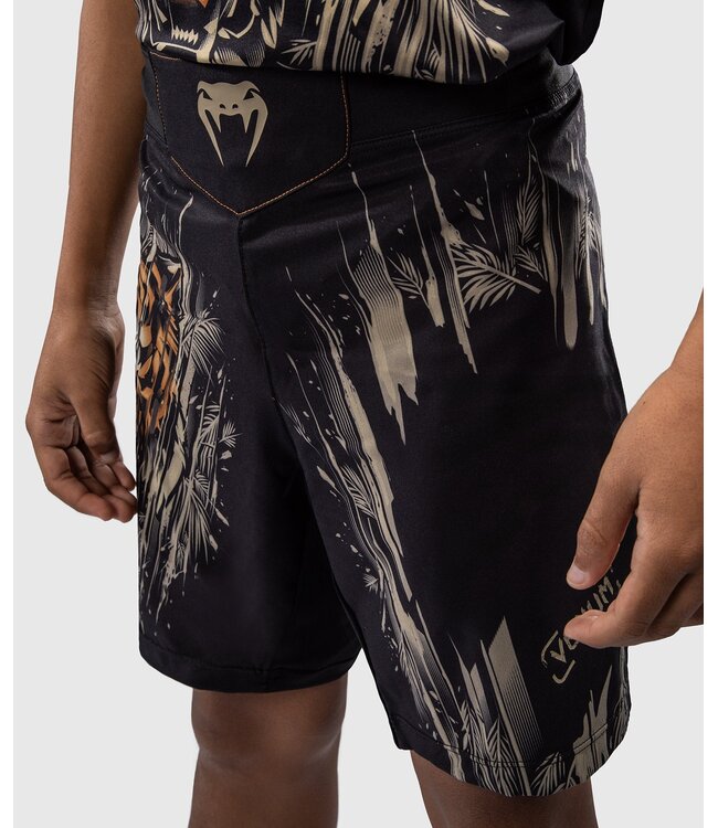 Venum Tiger Kids Fight Shorts Black Neon Orange