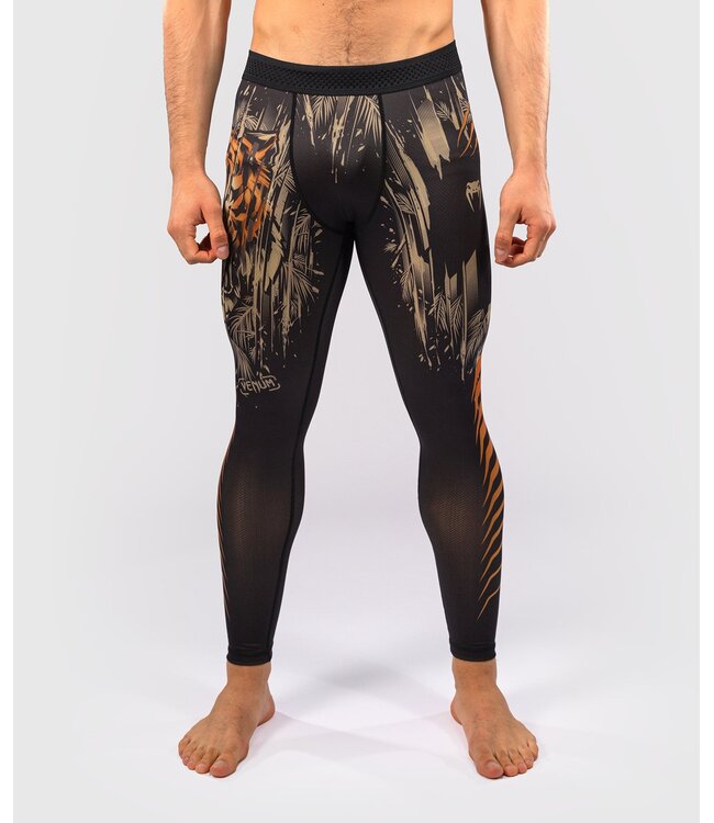 Venum Tiger Sports Leggings Spats Tights Black Neon Orange