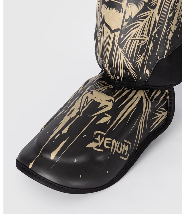 Venum Tiger Shin Guards Black Neon Orange