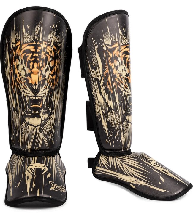 Venum Tiger Kids Scheenbeschermers Zwart Neon Oranje