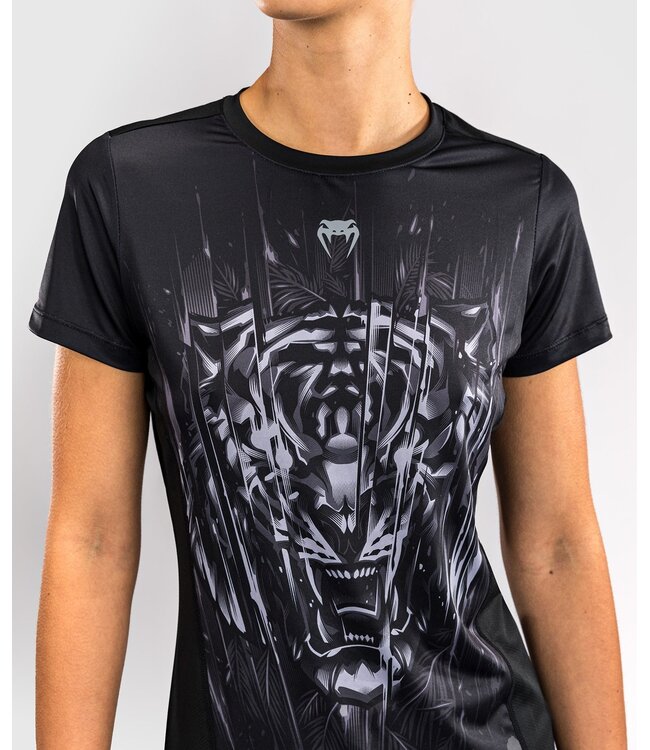 Venum Venum Tiger Damen Dry Tech T-Shirt Schwarz Silber