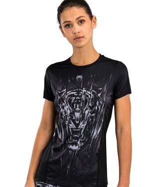 Venum Venum Tiger Damen Dry Tech T-Shirt Schwarz Silber