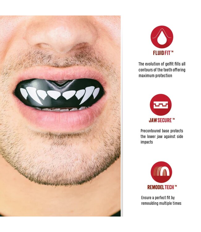 SAFEJAWZ® Extro Series Fangz Mouthguard Dracula Black White - Kids