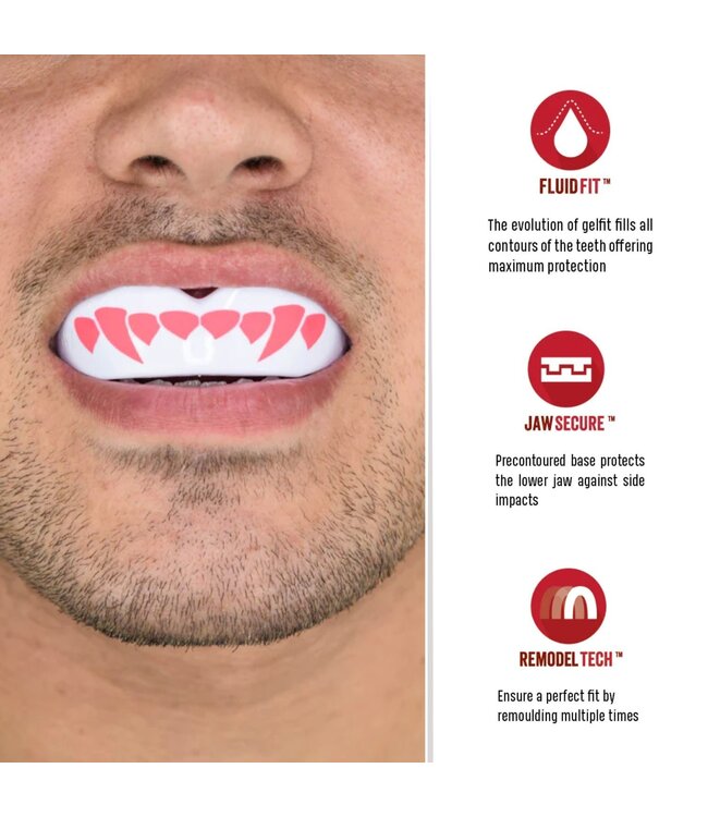 SAFEJAWZ® Extro Series Fangz Mouthguard Dracula White Pink
