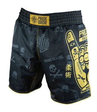 Pride or Die PRiDEorDiE Fightshorts Hang Loose Zwart Geel Pride or Die PRiDEorDiE Fightshorts Hang Loose Zwart Geel