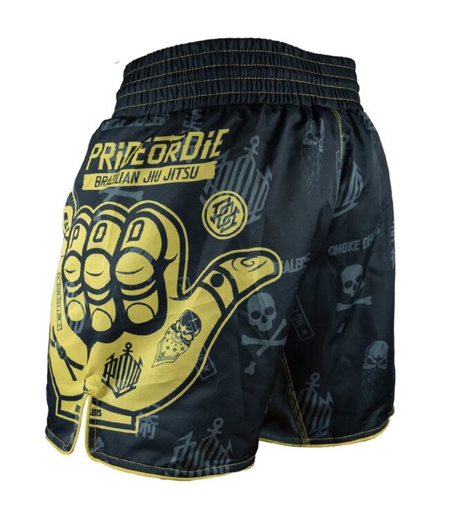 PRiDE or DiE Fightshorts Hang Loose Zwart Geel