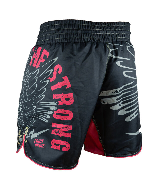PRiDE or DiE Fightshorts Prey on the Strong Schwarz Rot