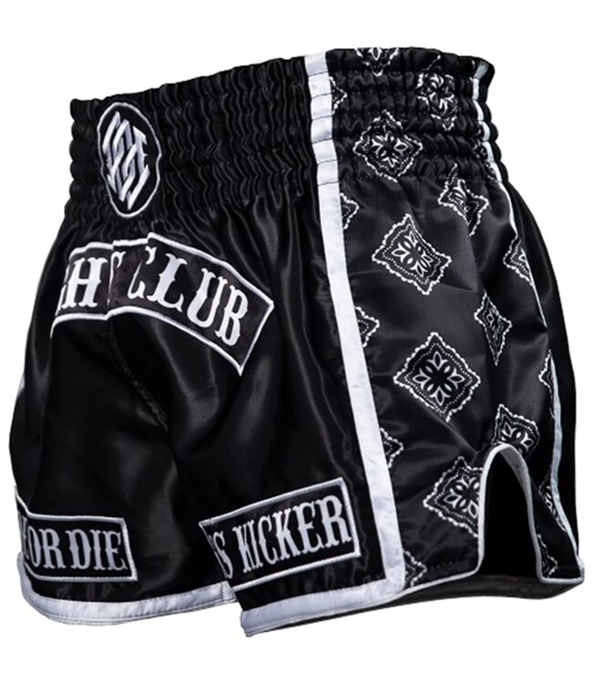 PRiDE or DiE FIGHT CLUB Muay Thai Shorts Schwarz Weiß
