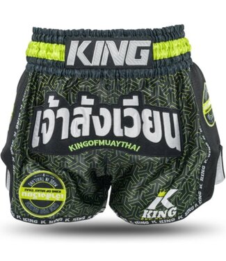 King Pro Boxing King Muay Thai Kickboxing Shorts KPB Origin 3 Schwarz Neongrün