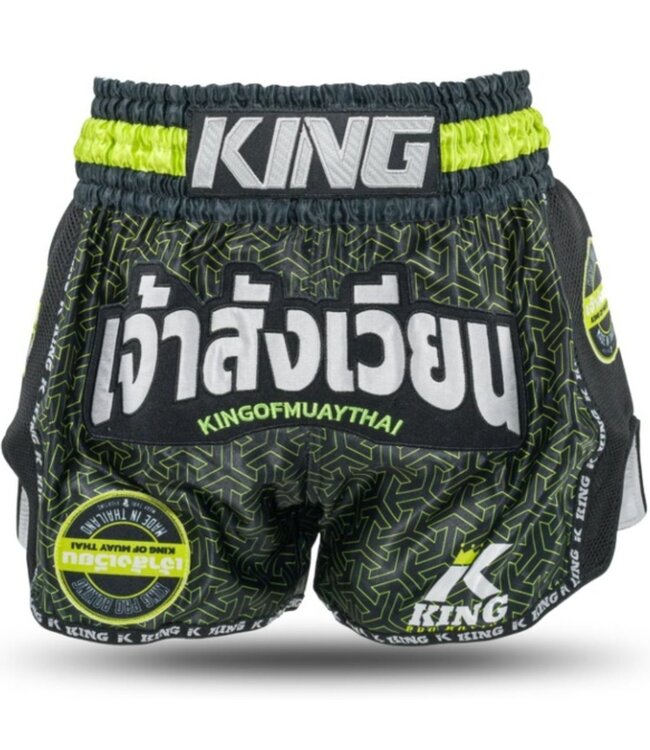 King Muay Thai Kickboxing Shorts KPB Origin 3 Zwart Neon Groen