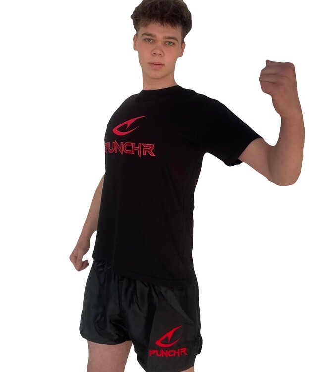 PunchR™  PunchR™ Logo's Sportswear T-Shirt Cotton Black Red