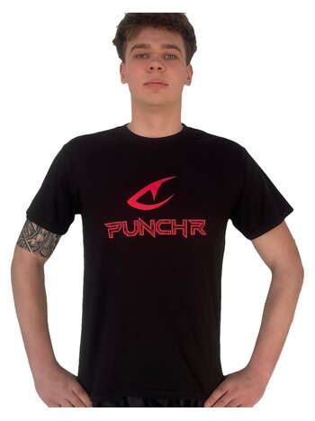 PunchR™  PunchR™ Logo's Sportswear T-Shirt Katoen Zwart Rood