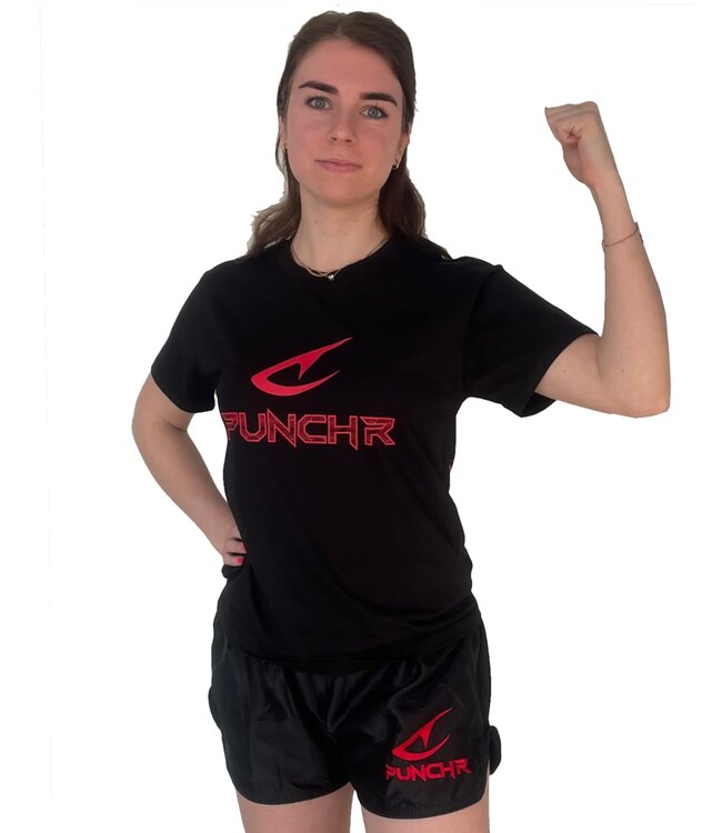 PunchR™ Logo's Sportswear T-Shirt Katoen Zwart Rood