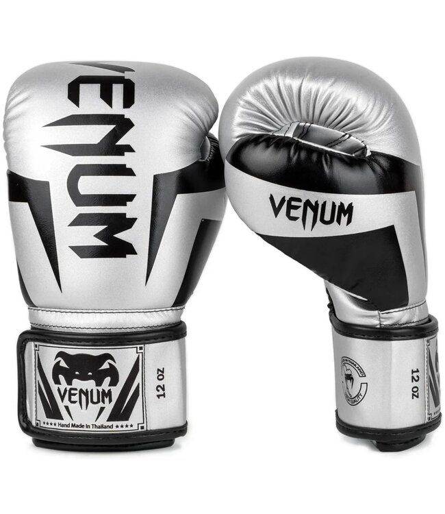 Venum Elite Boxing Gloves Microfiber Silver Black