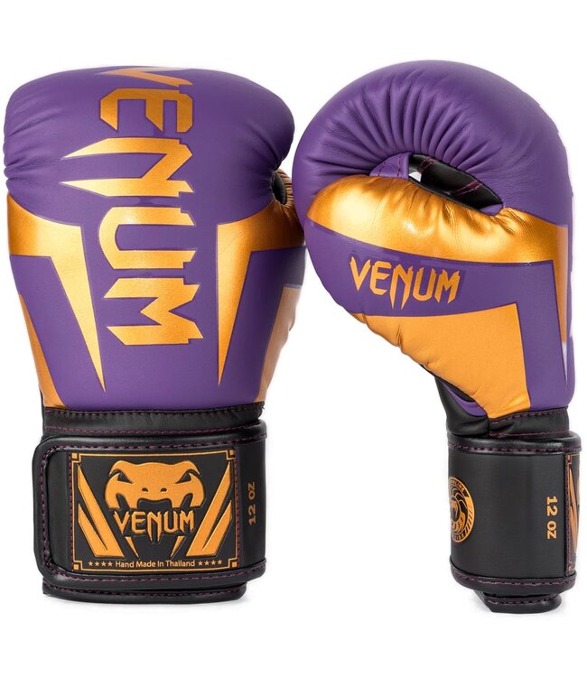 Venum Elite Boxing Gloves Special Edition Dark Purple Gold