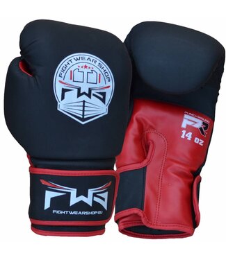 FWS Boxing Gloves Matt MF Leather Kids Black Red