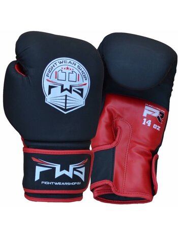 Fightwear Shop FWS Kids Bokshandschoenen Matt MF Leder Kids Zwart Rood