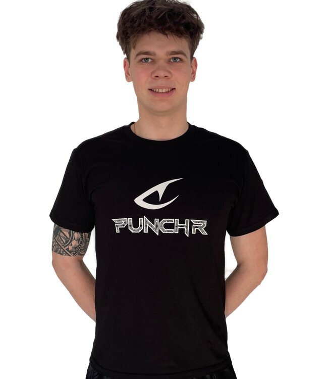 PunchR™ Logos Sportswear T-Shirt Baumwolle Schwarz Weiß