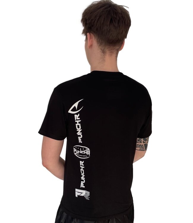 PunchR™  PunchR™ Logo's Sportswear T-Shirt Katoen Zwart Wit