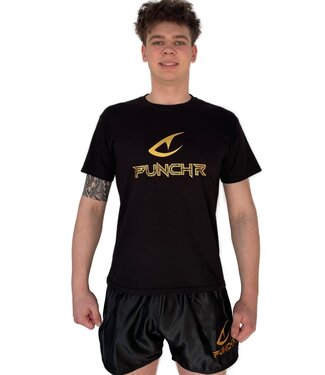 PunchR™  PunchR™ Logos Sportswear T-Shirt Baumwolle Schwarz Gold