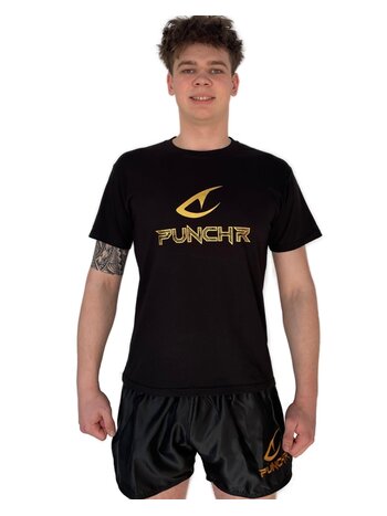 PunchR™  PunchR™ Logo's Sportswear T-Shirt Katoen Zwart Goud