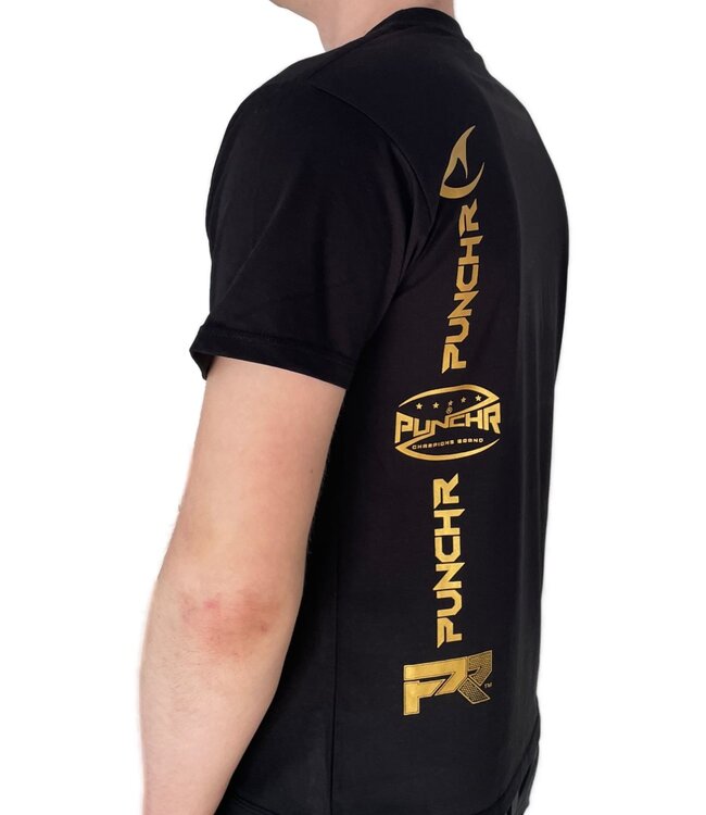PunchR™  PunchR™ Logo's Sportswear T-Shirt Katoen Zwart Goud